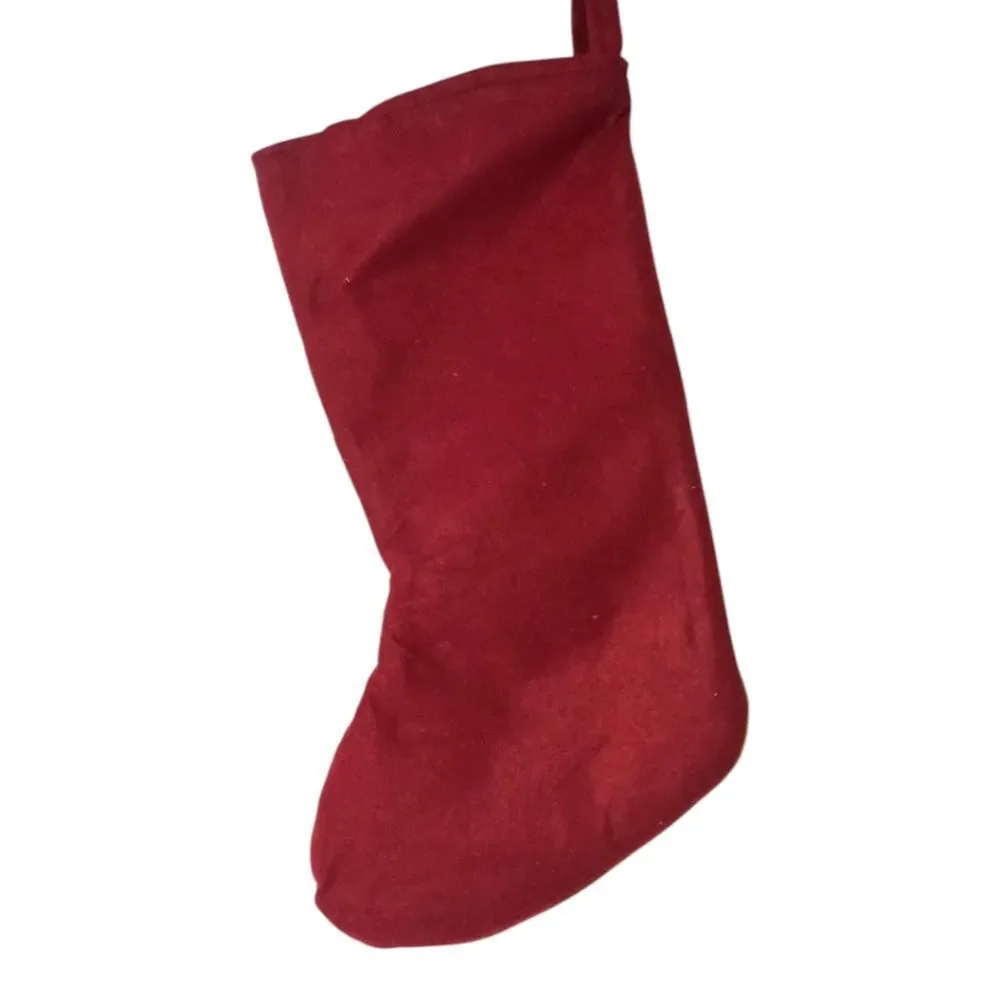 Reindeer‎ Moose Christmas Stocking Plush Folk Art Cabin Rustic Farmhouse Holiday